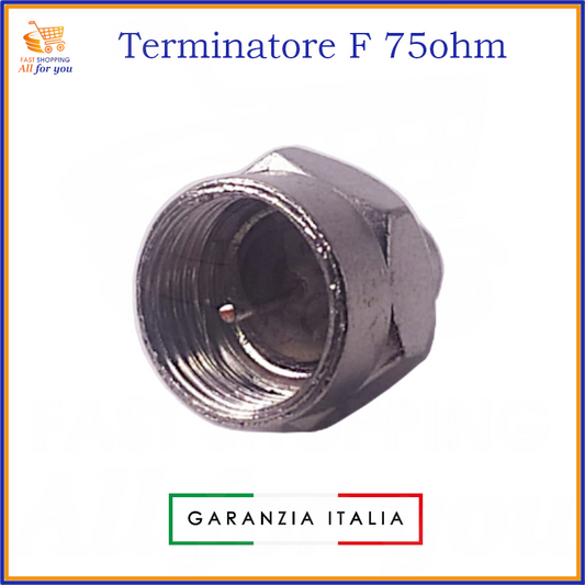 Connettore Terminatore F 75 Ohm per impianti TV e satellitari – Ottone nichelato