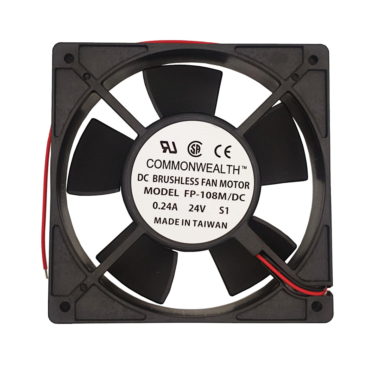 Ventilatore assiale di raffreddamento 120x120x25.4 mm a 24V DC su bronzine con struttura in termoplastica, ideale per apparecchiature elettroniche e UPS.